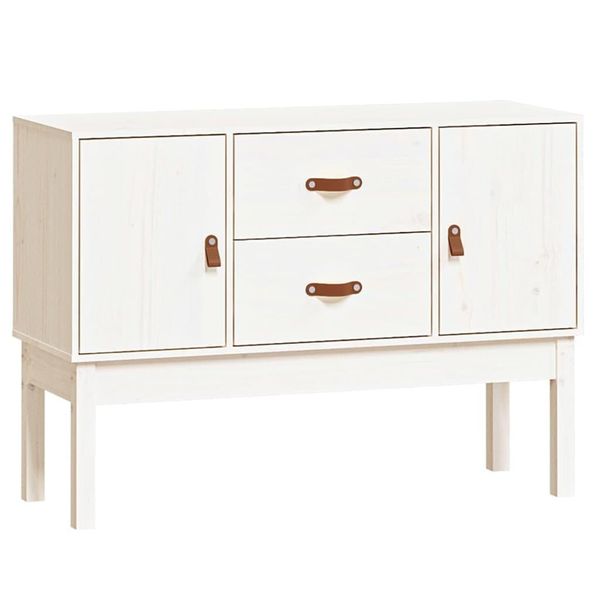 Syfax™ Credenza Bianca 110X40X78 Cm In Legno Massello Di Pino-image