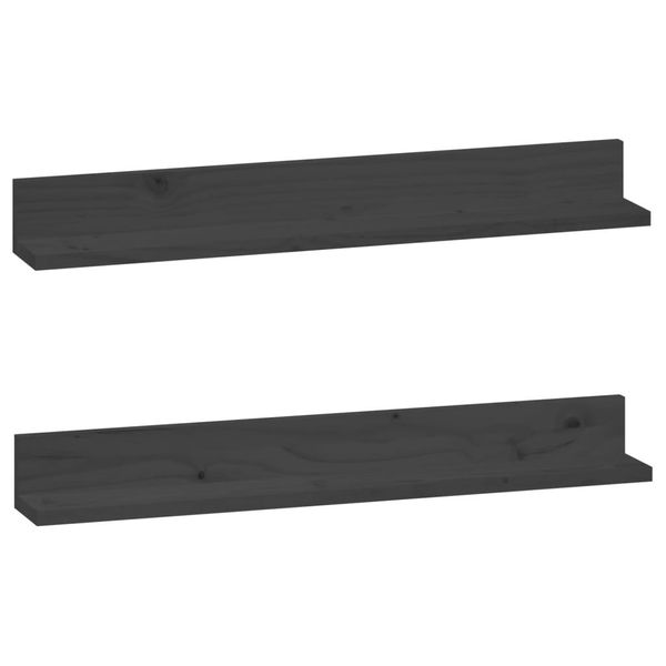 Syfax™ Mensole Da Parete 2 Pz Grigio 80X11X9Cm Legno Massello Di Pino-image