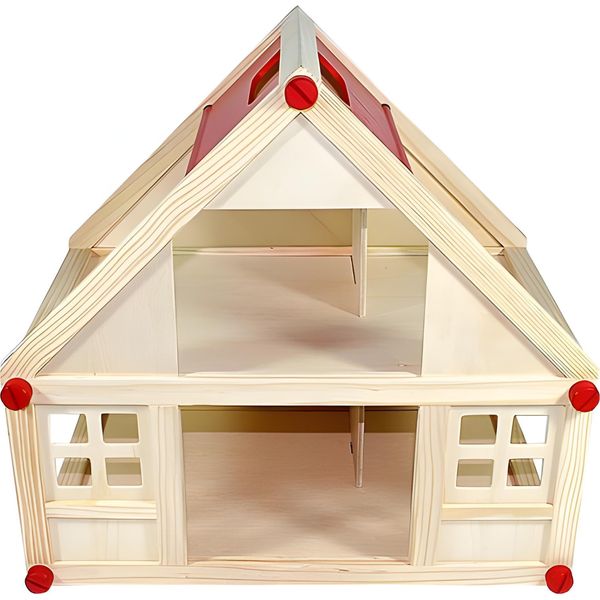 Casa Delle Bambole Freda In Legno A 2 Piani Maniglia Per Il Trasporto 40X25X38Cm-image