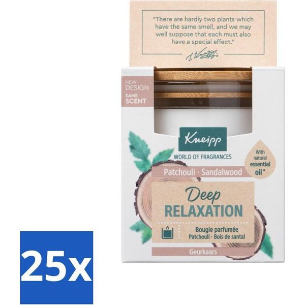 Kneipp - Candela Profumata - Rilassamento Profondo - Sandalo E Patchouli - 20 Ore Di Autonomia - Confezione Risparmio - 25 Pezzi-image