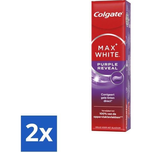 Colgate - Dentifricio - Max White - Purple Reveal - 75 Ml - Confezione Risparmio - 2 Pezzi-image