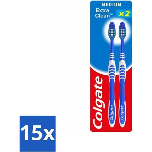 Spazzolini Colgate Extra Clean Duo Medium 2 Spazzolini - Confezione Valore - 15 Pezzi-image
