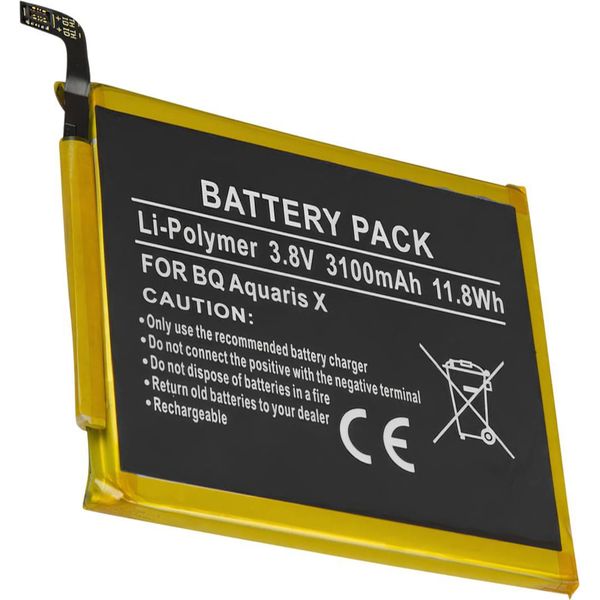 Avizar, Batteria Compatibile Con Bq Aquaris X / X Pro 3.8V 3100Mah, Nero / Giallo-image