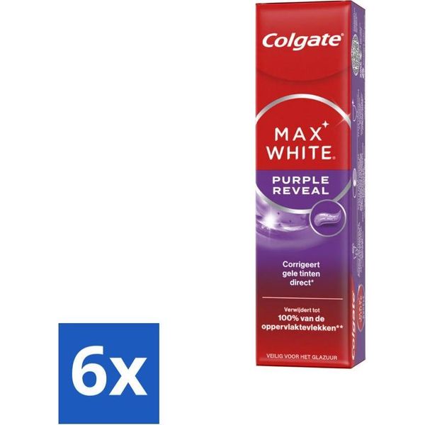 Colgate - Dentifricio - Max White - Purple Reveal - 75 Ml - Confezione Risparmio - 6 Pezzi-image