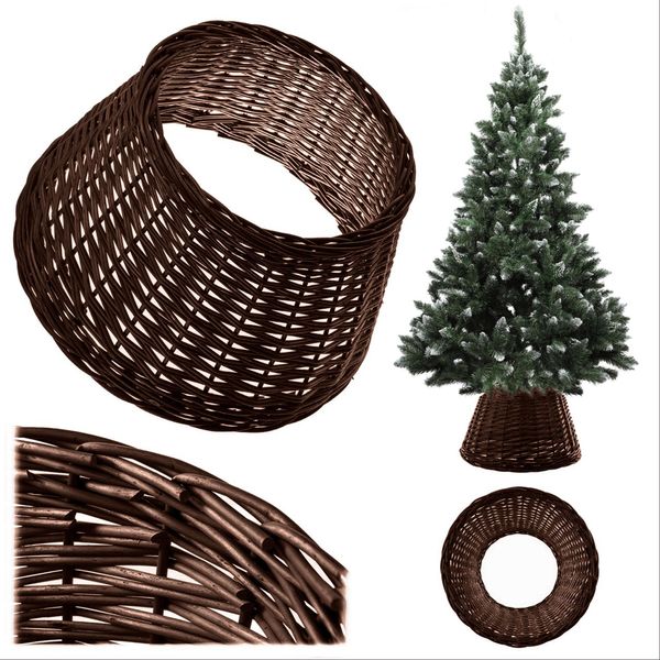 Gonna Per Albero Di Natale Kadax In Vimini Naturale, Copertura Artigianale Per Albero Di Natale, Copertura Per Albero Di Natale, Anello Per Albero Di Natale (55 Cm)-image