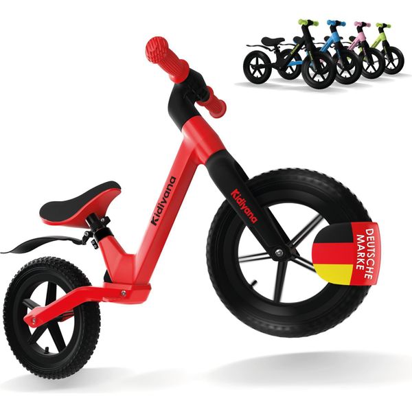 Kidiyana 12 Pollici Balance Bike Con Nylon In Fibra Di Vetro E Pneumatici In Gomma A Partire Da 3 Anni - Rosso-image