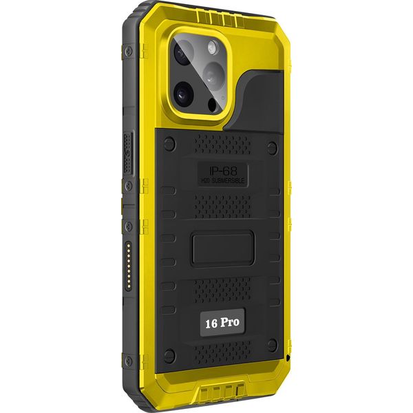 Avizar, Custodia Impermeabile Iphone 16 Pro IP68 Bordo Rinforzato Antiurto, Nero / Giallo-image