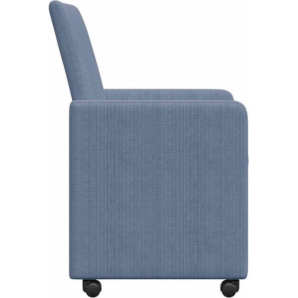 Vidaxl Sedie Da Pranzo Con Ruote 2 Pezzi Blu 57 X 66 X 94 Cm Tessuto A Coste-image