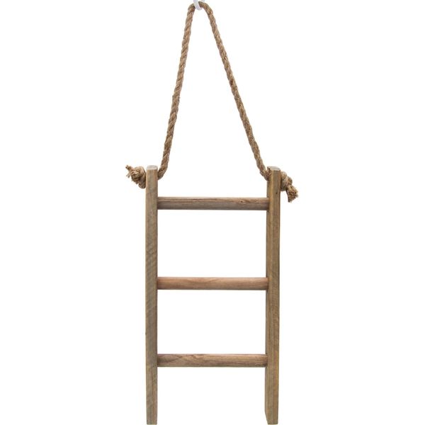 1.07 Piccola Scala Decorativa Da Appendere O Appoggiare - Circa 40 X 20 Cm - Scala Di Legno Con Corda-image