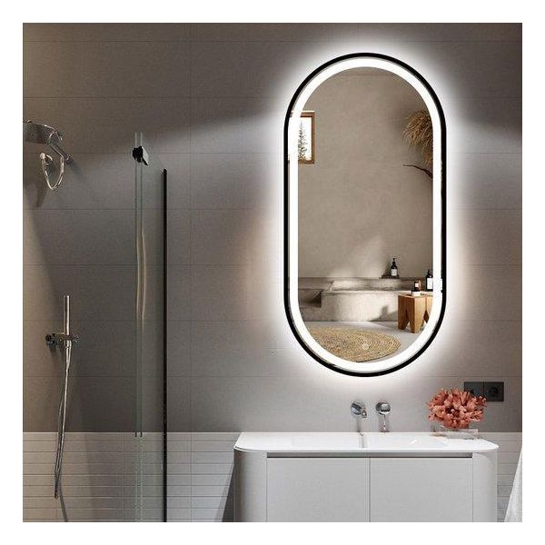 Specchio Da Bagno FenomÉ Tokio - 75 × 100 Cm, Illuminazione Led E Riscaldamento Dello Specchio - Nero-image