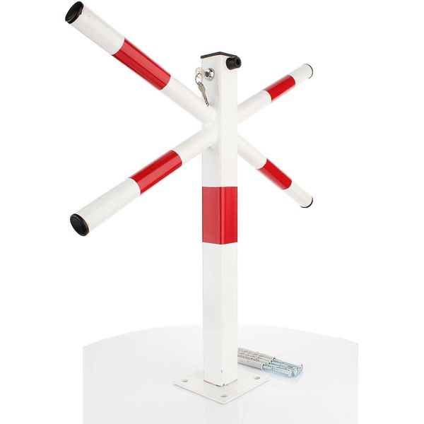 Logistsystem Chiave Per Barriera Di Parcheggio A Paletto | Palo Di Barriera Pieghevole | Chiave Superiore "X""| Acciaio | Barriera Di Parcheggio Robusta | Barriera Di Parcheggio | Bianco / Rosso"-image