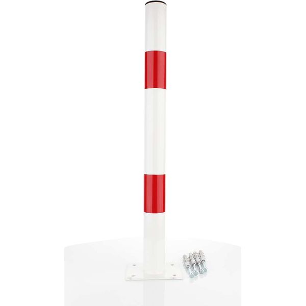 Barriera Per Parcheggio Logistsystem | Palo Di Bloccaggio Non Pieghevole | "Slupek Staly"" H=72 | Acciaio | Barriera Per Parcheggio Robusta | Barriera Per Parcheggio | Bianco / Rosso"-image
