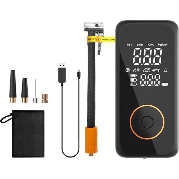 Inf Gonfiatore Pneumatici Nero Cordless - Pompa Aria Elettrica Portatile Digitale-image