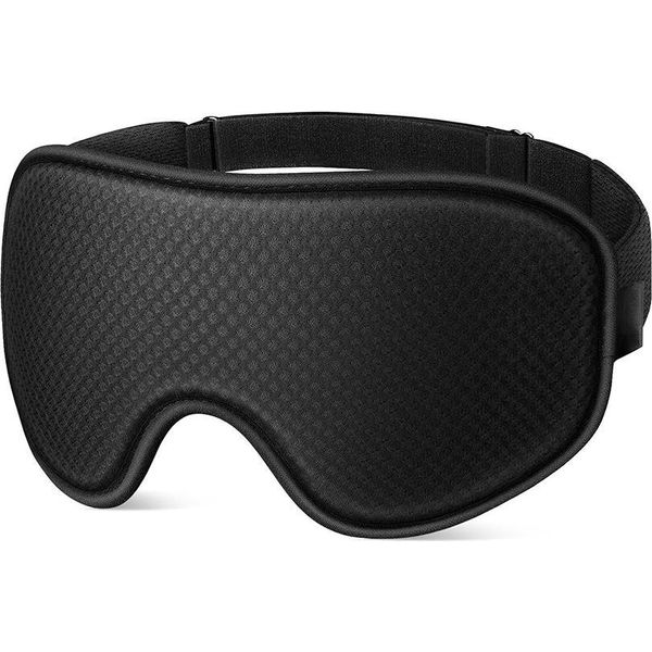Inf Mascherina Notte 3D Sagomata Nera - Memory Foam, Blocca Luce, Regolabile-image