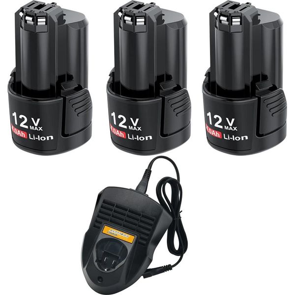 Batteria Ricaricabile Agli Ioni Di Litio Da 12 V, Capacità 4000 Mah, Compatibile Con La Serie BAT411, 3 Batterie 1 Caricatore-image