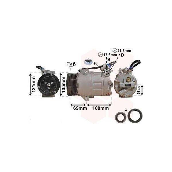 Van Wezel 3700K438 - Compressore Aria Condizionata Oe 13124751 Per Astra H, Astra (A04), Zafira B-image