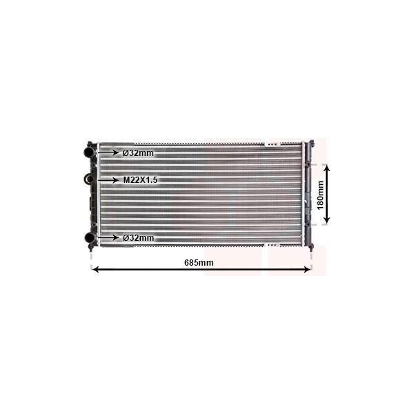 Van Wezel 58002192 Radiatore Acqua Radiatore Motore Per Vw Caddy Ii Furgone (9K9A) Caddy Ii Estate (9K9B) Per Seat Inca (6K9)-image