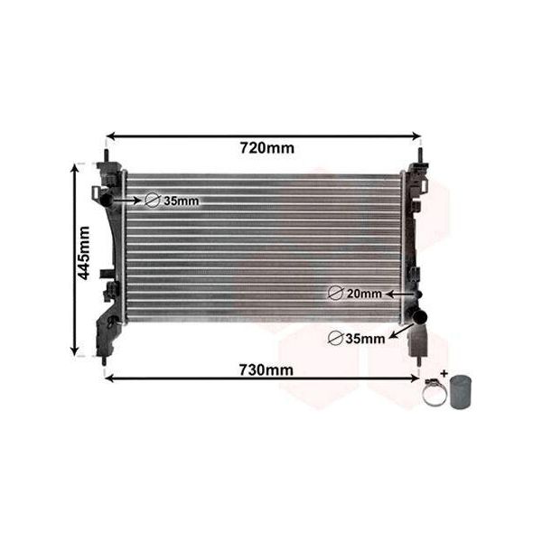 Van Wezel 17002385 Radiatore Radiatore Acqua Radiatore Motore Per Fiat Qubo (225) Fiorino Furgone/Station Wagon (225) Adatto Per Peugeot Bipper (Aa) Bipper Tepee-image