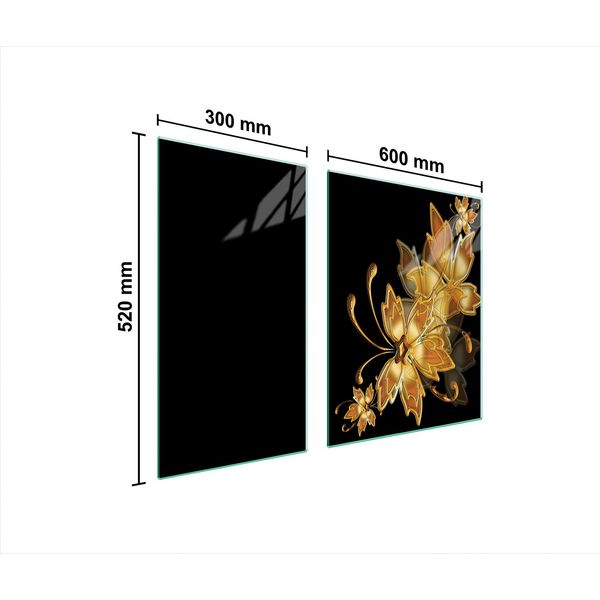 Piastre Copriforno 2 Pezzi 90X52 Copripiastra In Ceramica Tagliere In Vetro Golden Black-image