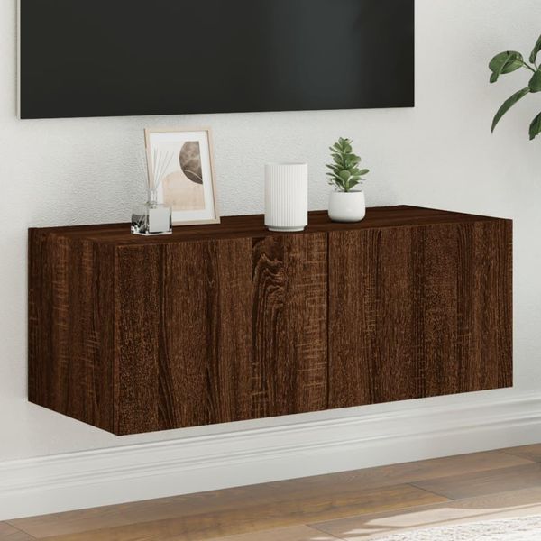 Maison Exclusive - Mobile Tv Con Luci Led Effetto Rovere Marrone 80X35X31 Cm-image
