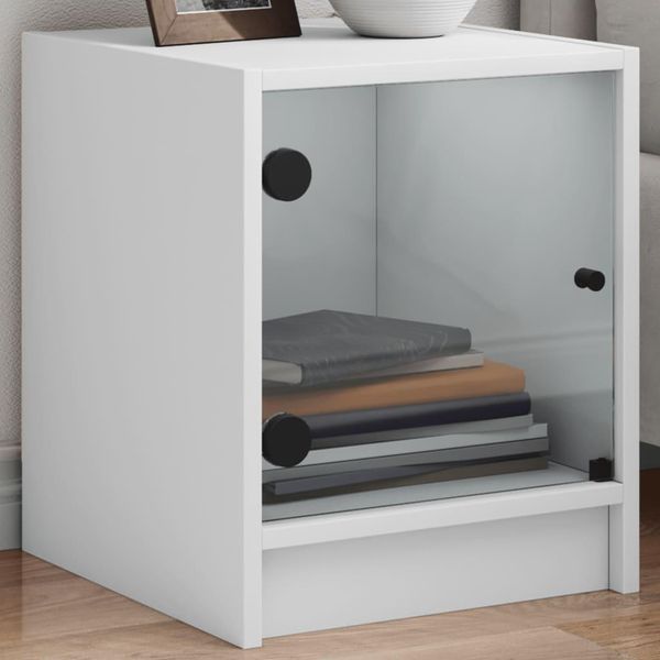 Maison Exclusive - Comodini Con Ante In Vetro, 2 Pezzi, Bianco, 35X37X42 Cm-image