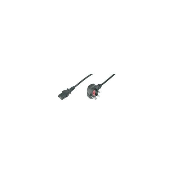 Britisches Netzanschlusskabel Schwarz, 1,80 Meter, Uk Stecker, 90° Abgewinkelt-image