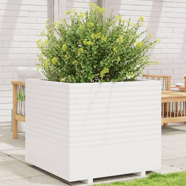 Maison Exclusive - Fioriera Da Giardino Bianca 80X80X72 Cm Legno Massello Di Pino-image
