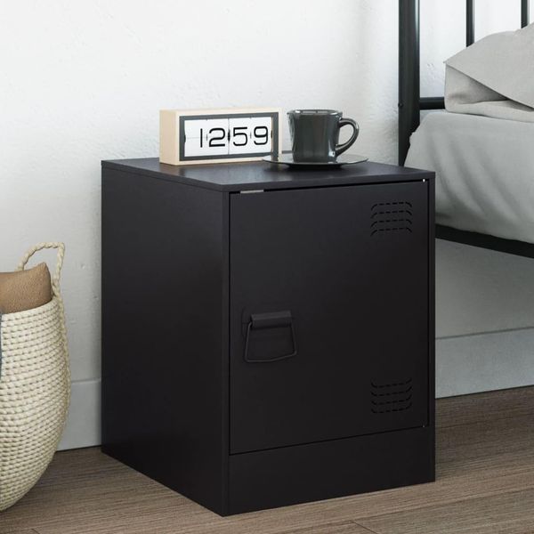 Maison Exclusive - Comodino Nero 34,5X39X44 Cm Acciaio-image