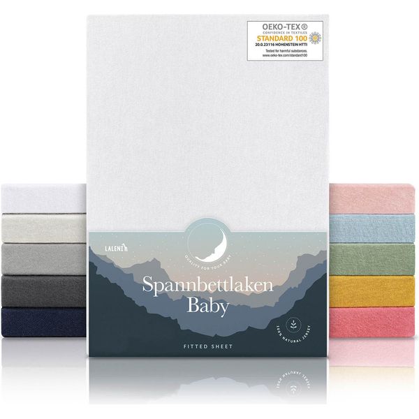 Laleni Set Di 2 Lenzuola Per Culla 60X120-70X140 Cm - Oeko-Tex, 100% Cotone, Lenzuola Traspiranti In Jersey Baby, 135 G/M², Bianco-image