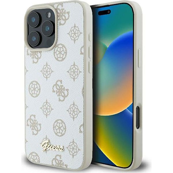 Guess Guhmp16Lpgpysh Iphone 16 Pro6.3 BiałY/Bianco Custodia Rigida Peony Script Logo Magsafe-image
