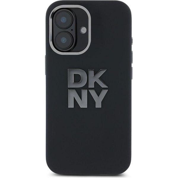 Dkny Dkhcp16Ssmcbsk Iphone 16 6.1 Czarny/Nero Custodia Rigida In Silicone Liquido Metallo Logo-image