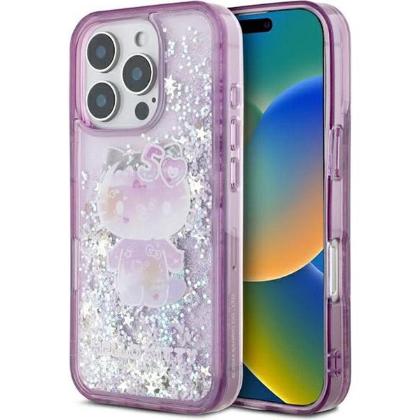 Hello Kitty Hkhcp16Ll50Ppu Iphone 16 Pro 6.3 Fioletowy/Purple Hardcase Liquid Glitter 50Th Anniversary Party-image