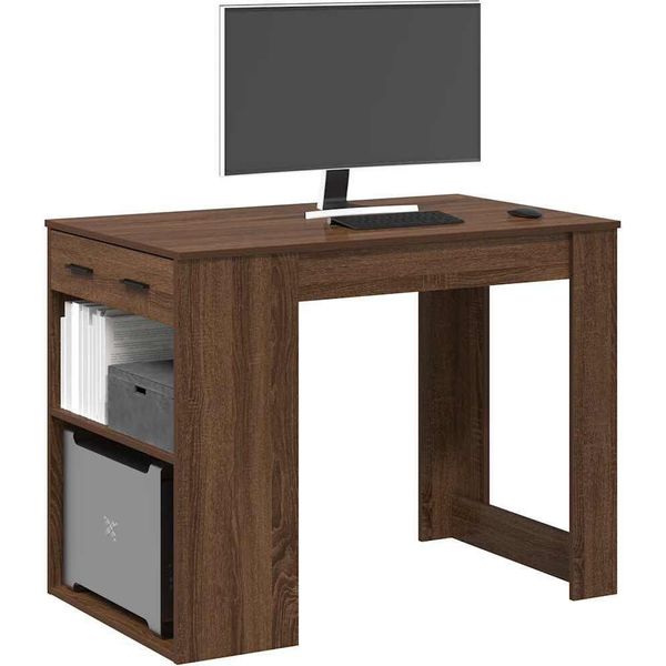 Maison Exclusive - Scrivania Con Cassetti E Ripiano Effetto Rovere Marrone-image