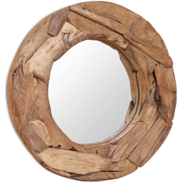The Living Store Specchio Decorativo In Teak 60 Cm Rotondo-image