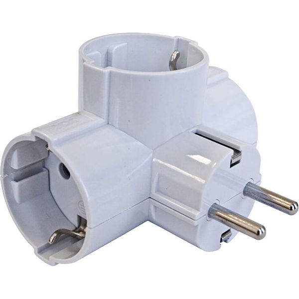 Hepoluz Spina Schuko Con Presa Laterale 3 Prese Bianco Taglia Unica / Spina Ue 220V Bianco Taglia Unica-image
