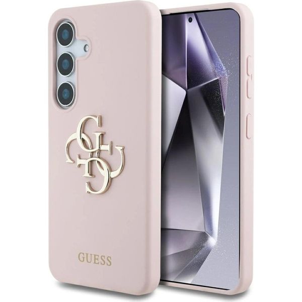 Etui Guess Silicone Big 4G Logo Bottom Script Samsung Galaxy S25 RóżOwy-image