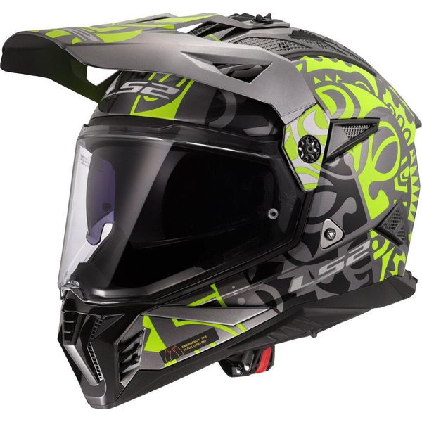 Casco Enduro LS2 MX702 Pioneer Ii Rangi Hi-Viz Yellow Shiny Taglia S-image