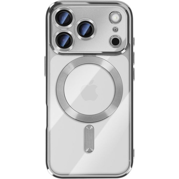 Avizar, Custodia Protettiva Per Iphone 17 Pro Max Compatibile Con Magsafe, Esclusiva Cornice Cromata, Argento-image