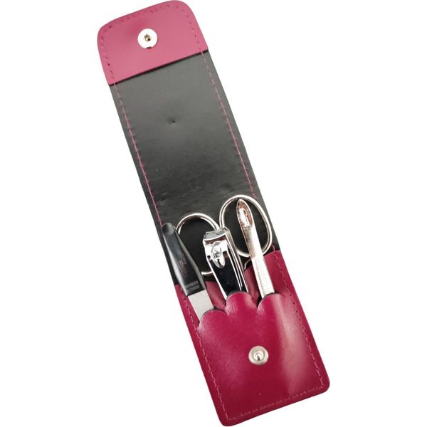 Set Manicure Solingen* Da 4 Pezzi Con Custodia In Vera Pelle, Forbici Per Unghie, Lima, Pinzette E Bacche-image