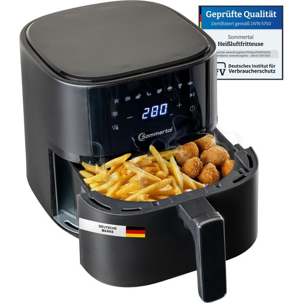 Friggitrice Ad Aria Calda Sommertal HF400 - Friggitrice Xxl Da 4,0L - Touchscreen, 8 Programmi, 1500 Watt, Testata Rheinland Gs-image