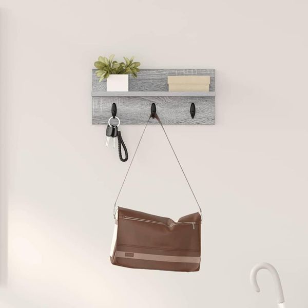 Maison Exclusive - Comodino Da Parete Sonoma Grigio 40 X 10,5 X 18 Cm-image