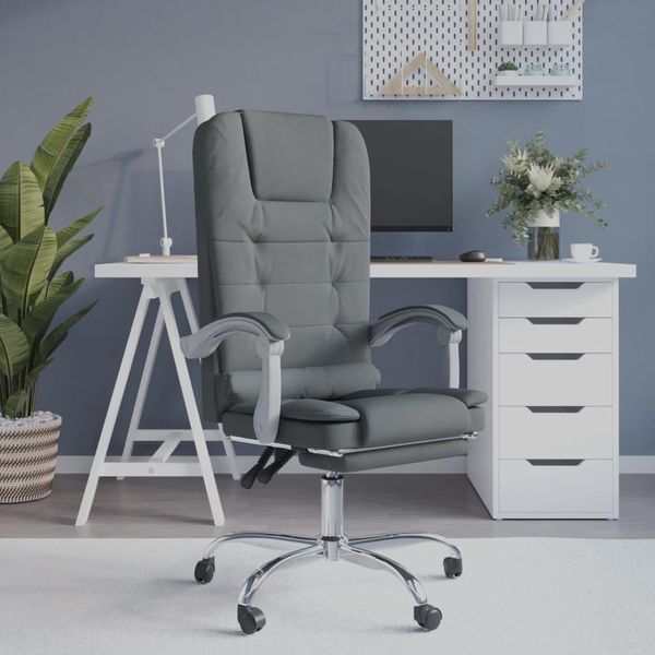 Vidaxl Sedia Da Ufficio Con Funzione Massaggio In Tessuto Grigio Scuro - Sedia Da Ufficio Massaggiante - Sedie Da Ufficio Massaggianti - Sedia Da Ufficio Con Funzione Massaggio - Sedia Da Ufficio Elettrica-image