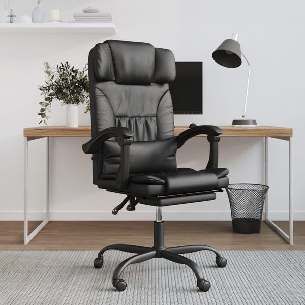 The Living Store Sedia Da Ufficio Con Funzione Reclinabile In Ecopelle Nera-image