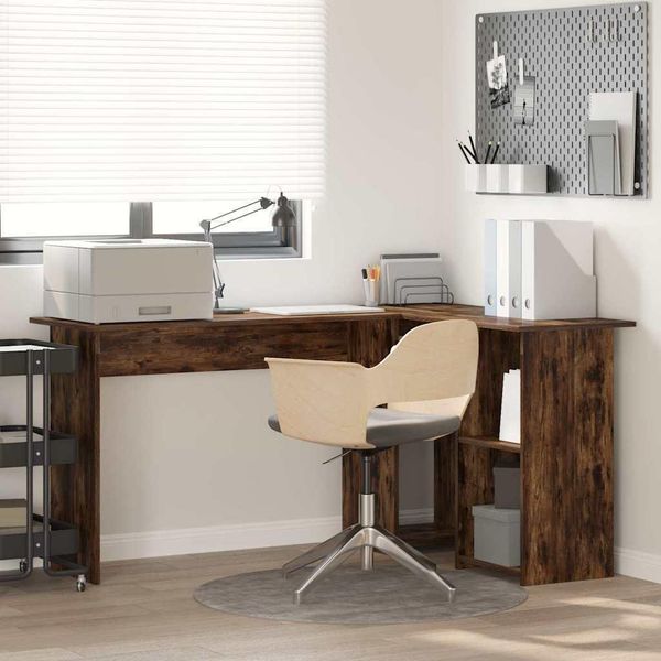 Maison Exclusive - Scrivania Rovere Affumicato 142 X 102 X 73 Cm Materiale Ligneo-image