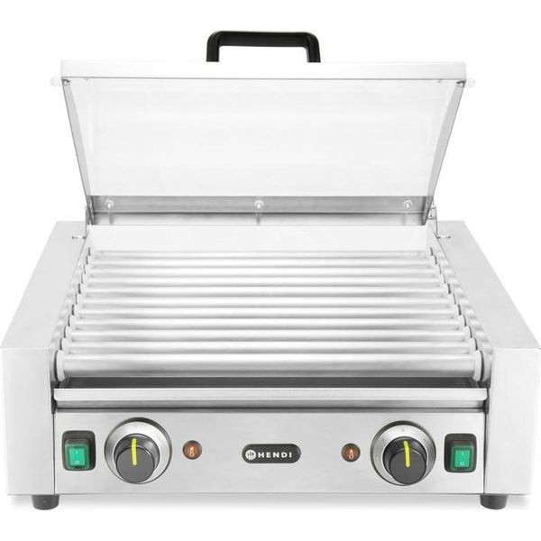 Griglia A Rulli - 2 Zone Con Copertura A Risparmio Energetico, Hendi, 11 Rulli, 220-240V/980W, 566X527X(H)259Mm-image