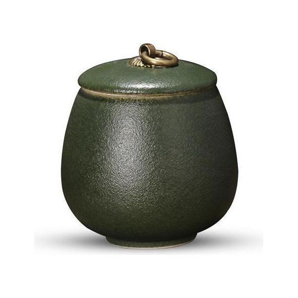 Urna Luxe Mini 170 Ml In Ceramica Verde Opaco - Per Ceneri Umane E Animali - Urna Commemorativa Decorativa-image