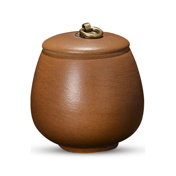 Urna Luxe Mini 170 Ml In Ceramica - Marrone Opaco - Per Ceneri Umane E Animali - Urna Decorativa-image