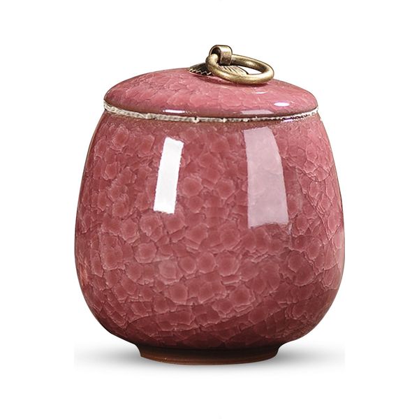 Mini Urna Luxe 170 Ml In Ceramica Per Ceneri Umane E Animali - Urna Decorativa Rossa-image