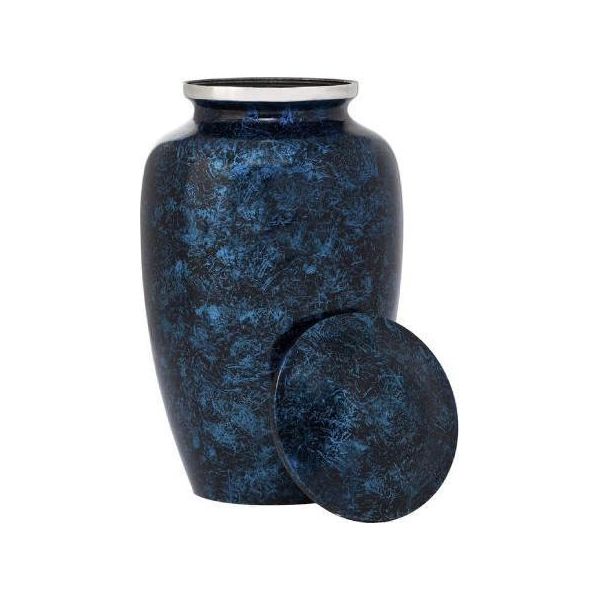 Urna Xxl In Metallo Da 3,5 Litri - Urna Decorativa Unica Per Ceneri Umane O Animali - Blu Puro-image