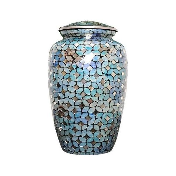 Urna In Metallo Xxl - 3,5 Litri - Urna Decorativa Unica Per Ceneri Umane E Animali - Blu Diamante-image